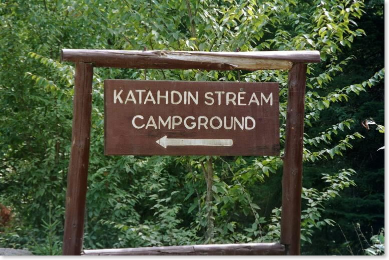 mm 5.3 - Here is the sign for Katahdin Stream Campground you should look for 8 miles up the Baxter Park Road from the Togue Pond Gate. You make a right turn here to go into the parking lot and access for your climb up Mt. Katahdin.  Courtesy askus3@optonline.net